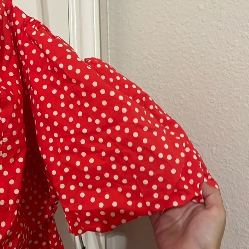 NWT ELOQUII Red Polka Dot Mini Skirt Tiered Ruffle Elastic Waist Size 26 Disney - Picture 8 of 11